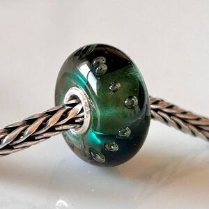 TROLLBEADS Lake Eye Bead LAA 925S NEW w Tags! Dark Teal Green Bubbles RARE Find